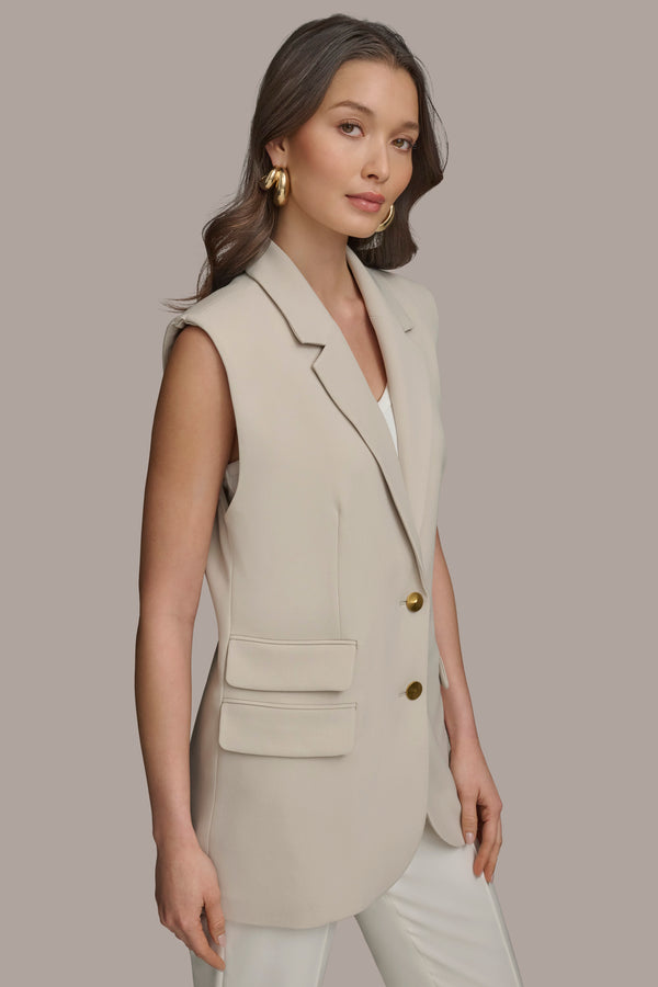 Donna Karan BUTTON VEST WITH POCKET DETAIL TUSCAN GREY