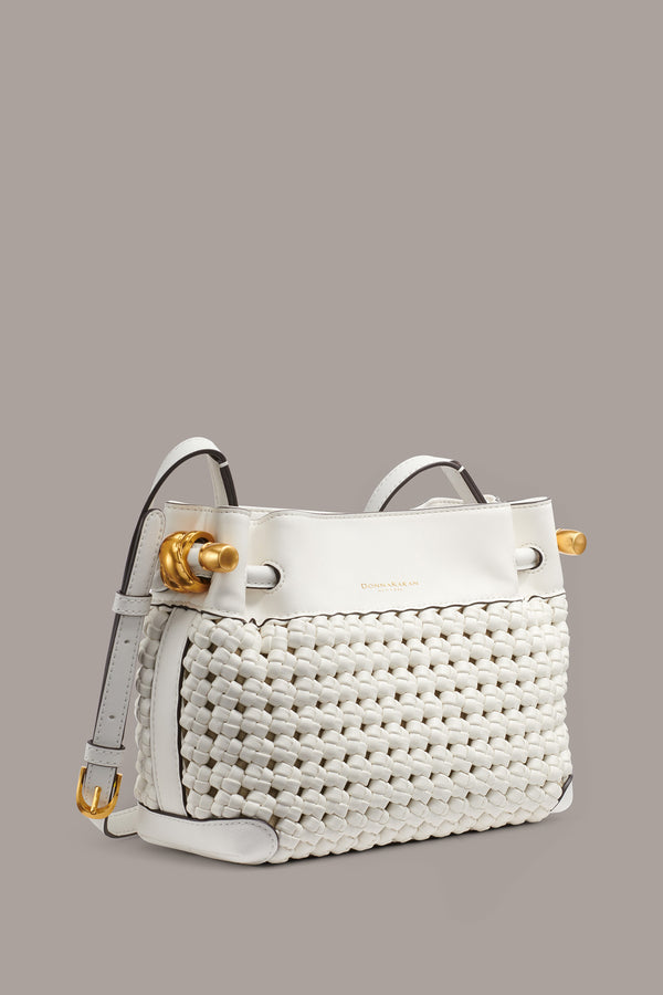 Donna Karan CASHMERE WOVEN CROSSBODY BAG Brilliant White
