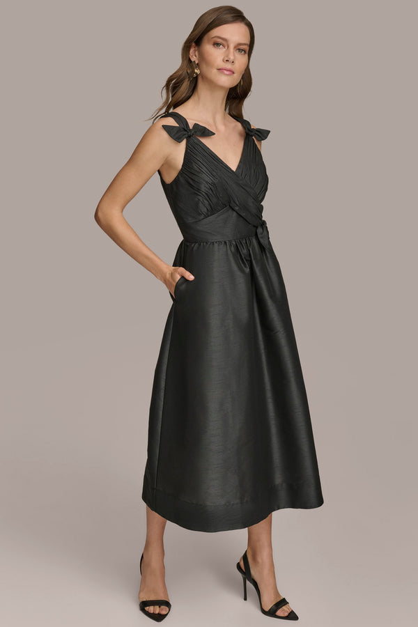 Donna Karan A LINE DRESS WITH BOWS Black