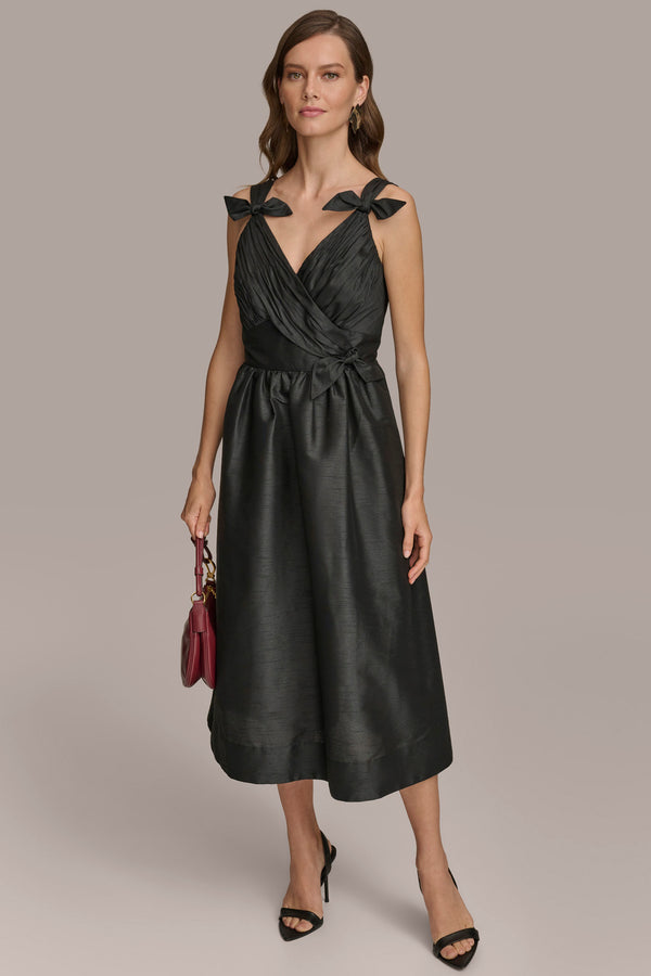 donna karan A LINE DRESS WITH BOWS Black