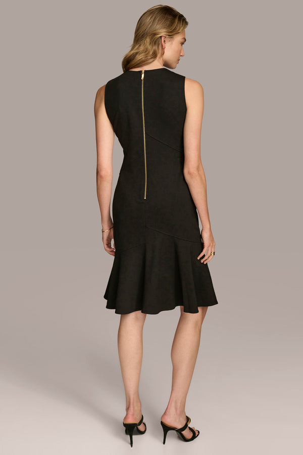 Donna Karan A LINE DRESS WITH FLOUNCE Black