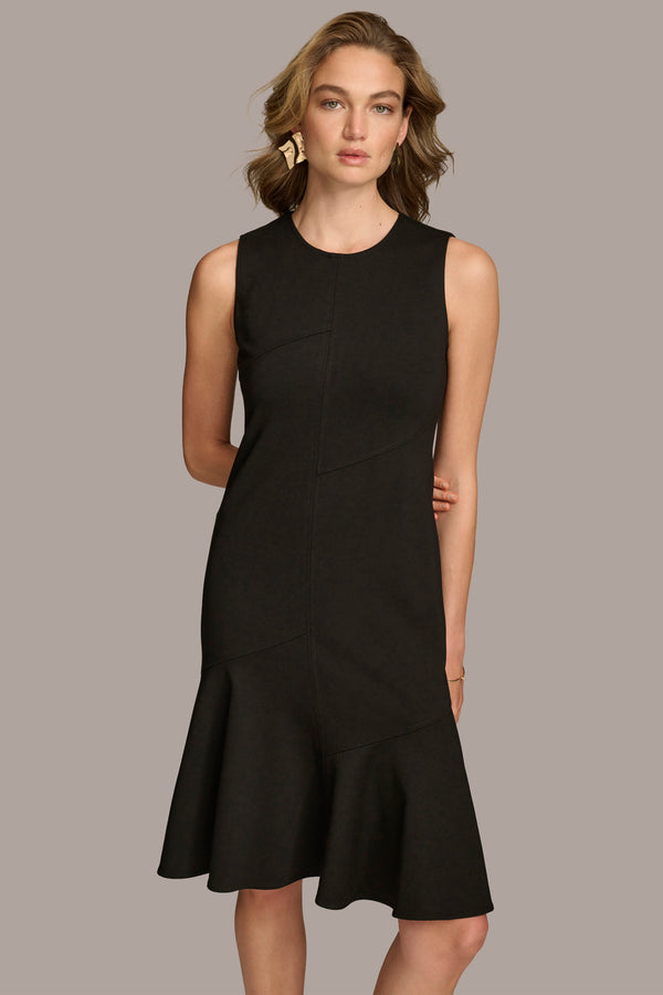 Donna Karan A LINE DRESS WITH FLOUNCE Black