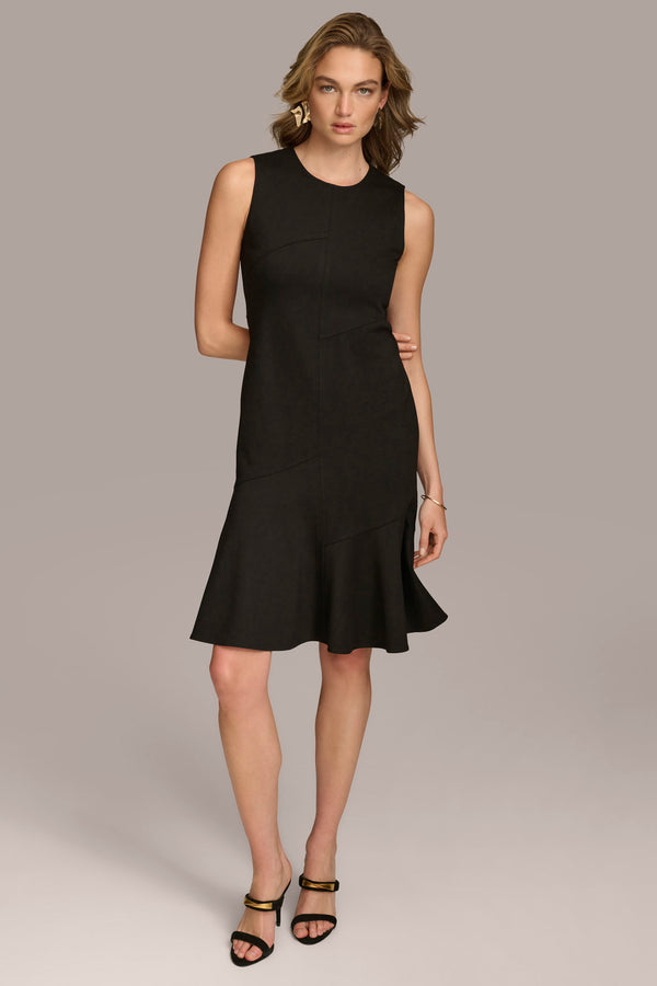 donna karan A LINE DRESS WITH FLOUNCE Black