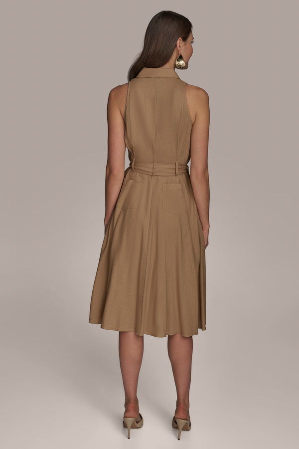 Donna Karan A LINE MIDI SHIRT DRESS FAWN
