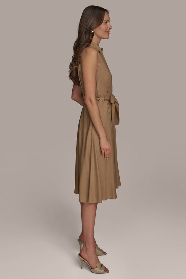 Donna Karan A LINE MIDI SHIRT DRESS FAWN