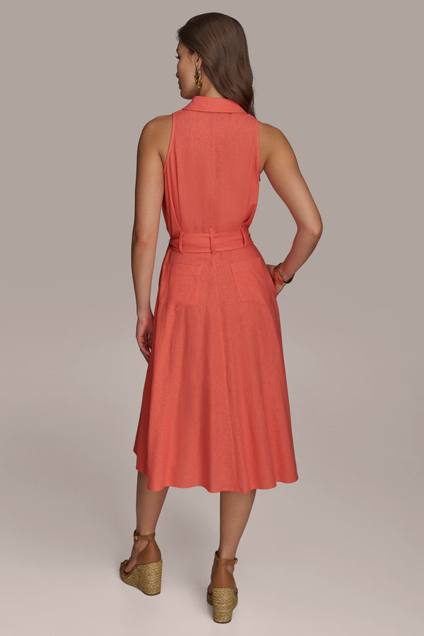 Donna Karan A LINE MIDI SHIRT DRESS SPRING MELON