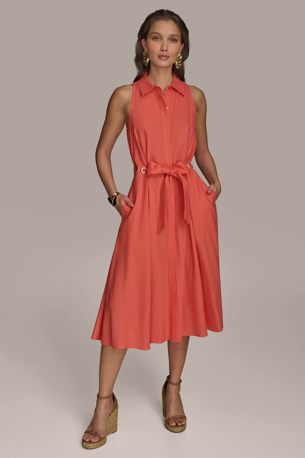 Donna Karan A LINE MIDI SHIRT DRESS SPRING MELON