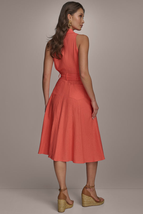 Donna Karan A LINE MIDI SHIRT DRESS SPRING MELON