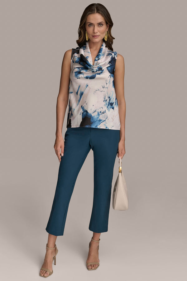 Donna Karan ABSTRACT FLORAL BLOUSE CREAM MULTI