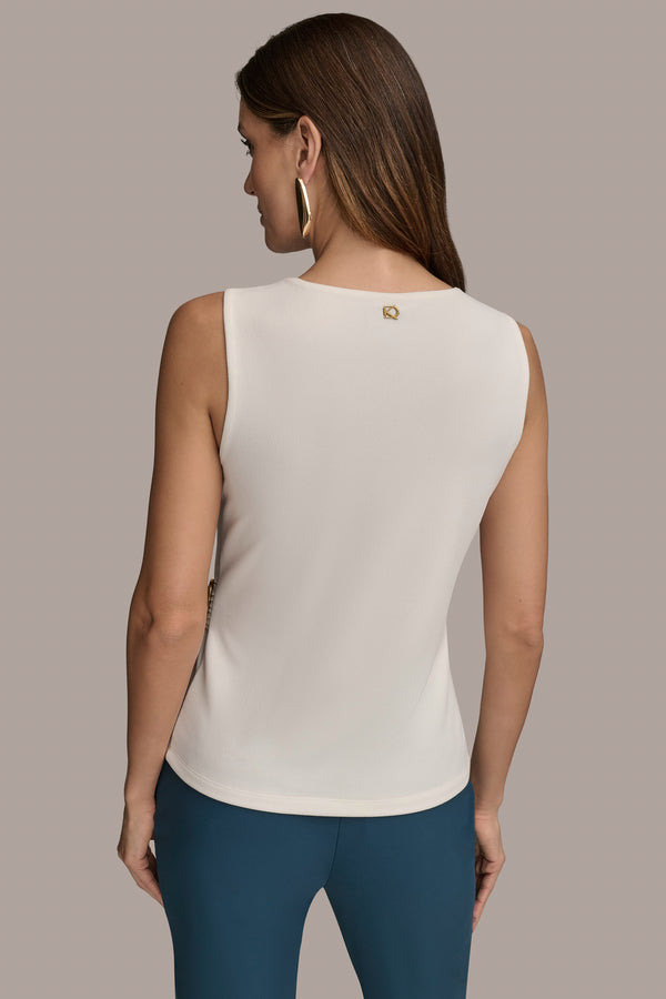 Donna Karan ASYMMETRIC GATHERED TOP Cream