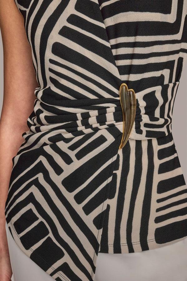 Donna Karan ASYMMETRIC WRAP-EFFECT TOP Black