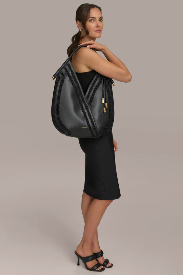 Donna Karan BALDWIN LARGE CROCHET SHOULDER Black