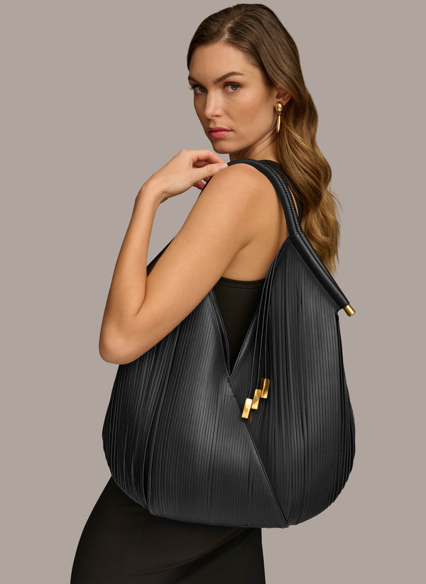 Donna Karan BALDWIN LASER-CUT SHOULDER BAG Sand