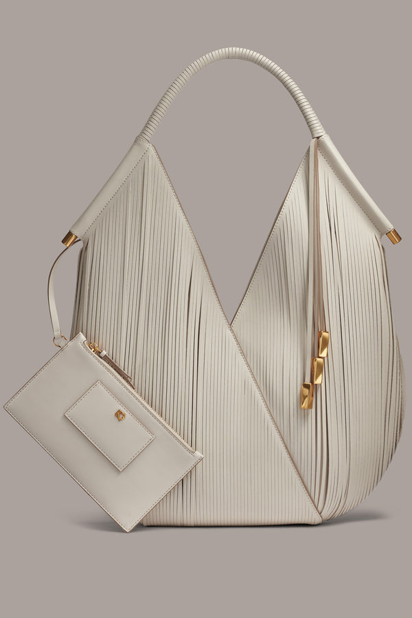 donna karan BALDWIN LASER-CUT SHOULDER BAG Sand