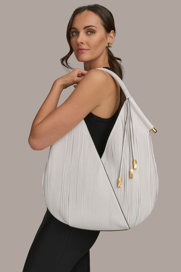 Donna Karan BALDWIN LASER-CUT SHOULDER BAG ZINC