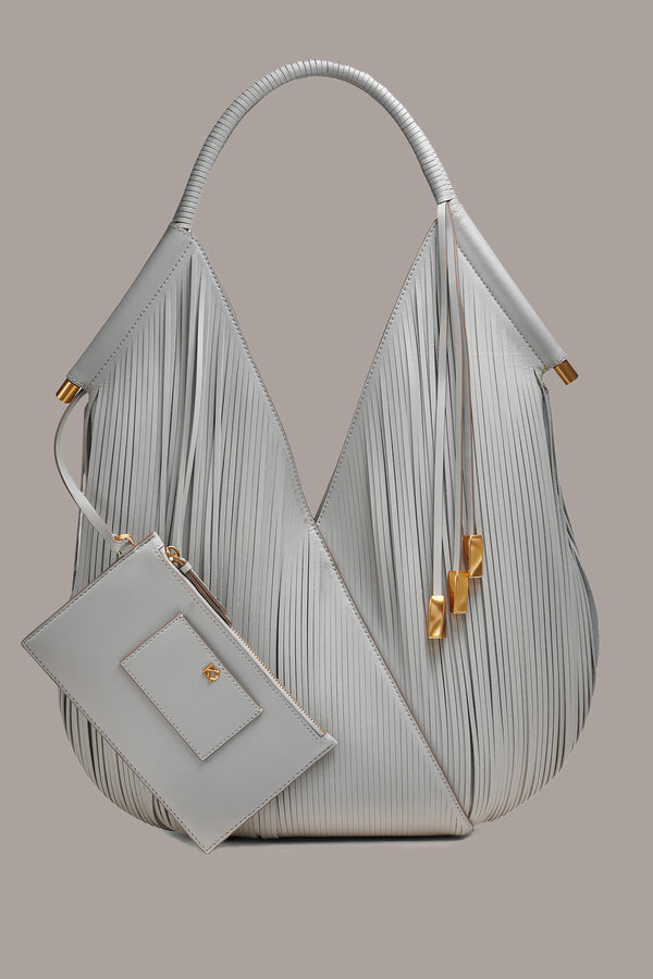 donna karan BALDWIN LASER-CUT SHOULDER BAG ZINC