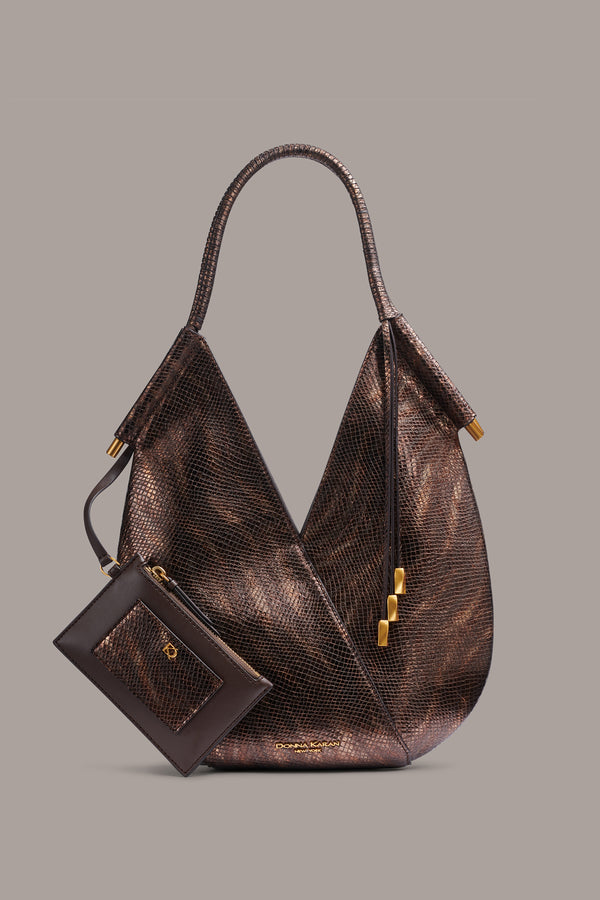 donna karan BALDWIN MINI SHOULDER snake gold