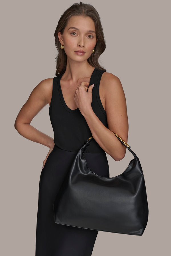 Donna Karan BELLMORE SMALL SHOULDER BAG Sand