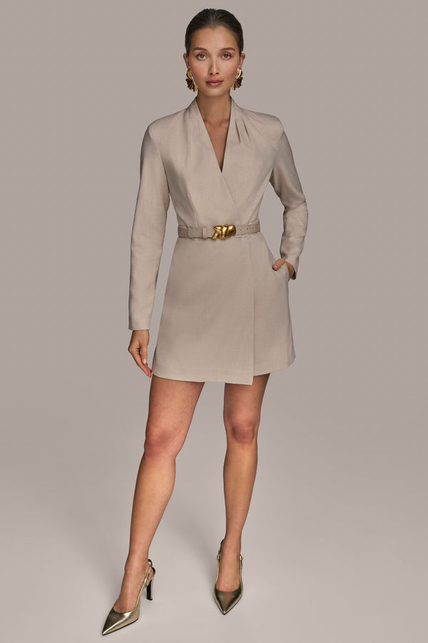 donna karan BELTED BLAZER SKORT ROMPER Sand