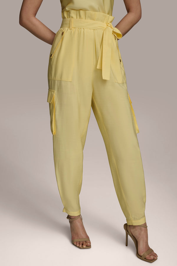 donna karan BELTED CARGO PANT PANNA COTTA