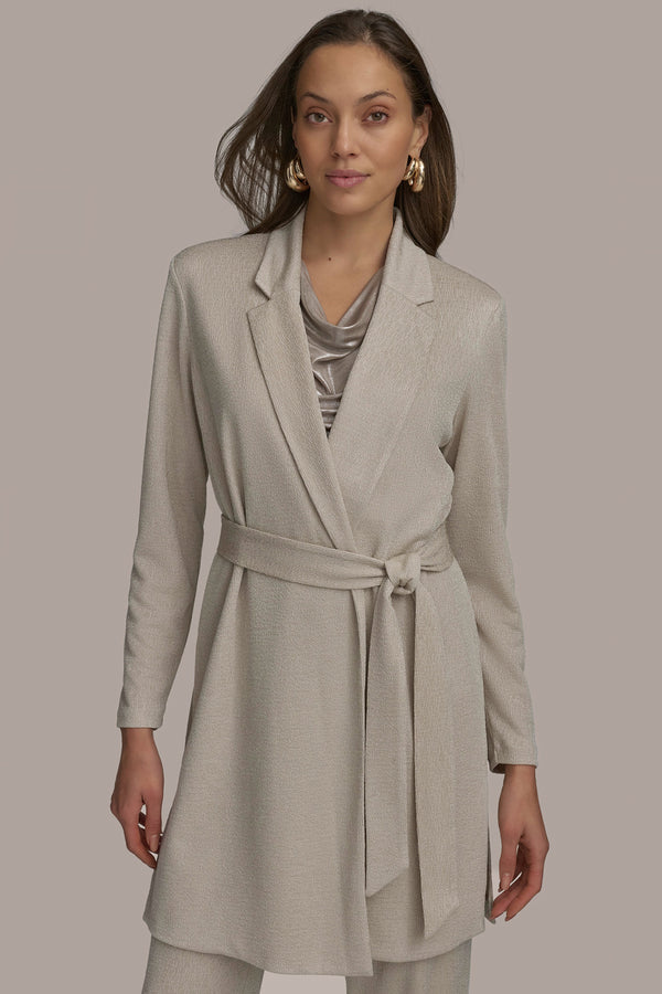 donna karan BELTED KNIT JACKET Grey