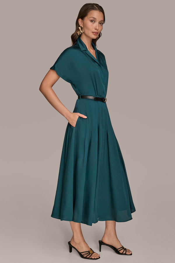 Donna Karan BELTED MIDI SHIRT DRESS HUDSON