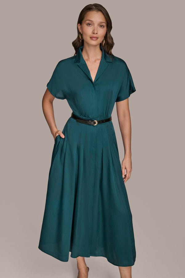 Donna Karan BELTED MIDI SHIRT DRESS HUDSON