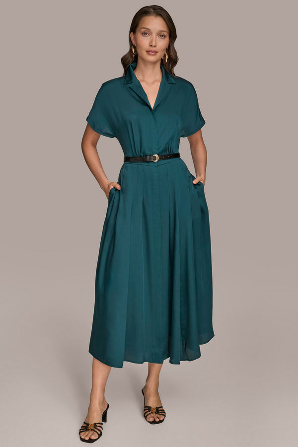 donna karan BELTED MIDI SHIRT DRESS HUDSON