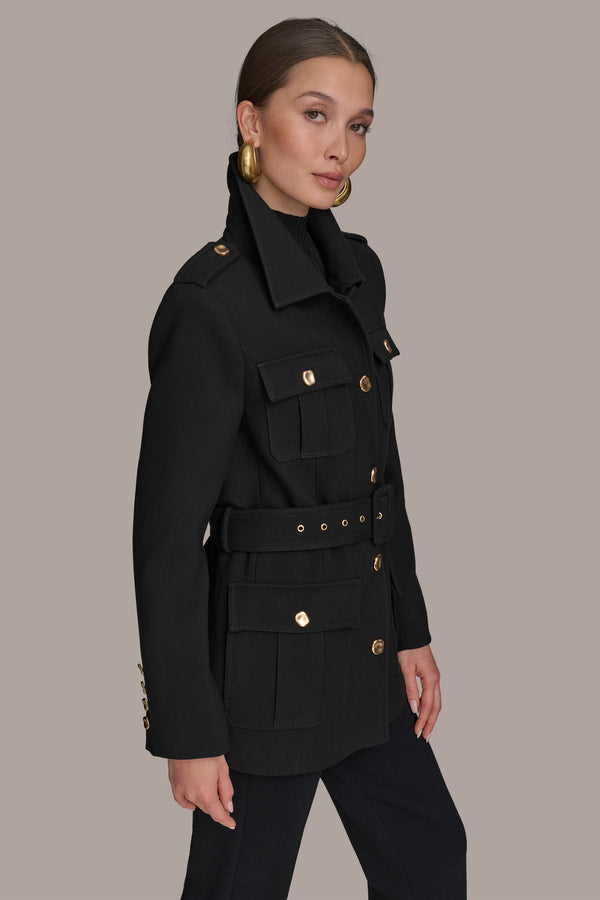 Donna Karan BELTED MILITARY BLAZER Black