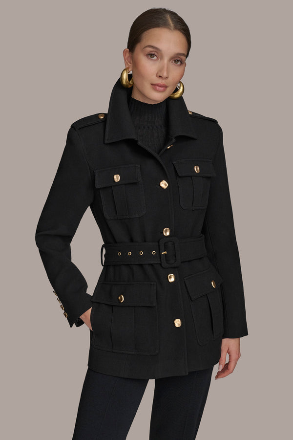 donna karan BELTED MILITARY BLAZER Black