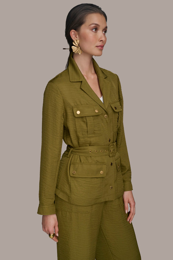 Donna Karan BELTED UTILITY JACKET Smokey Olive