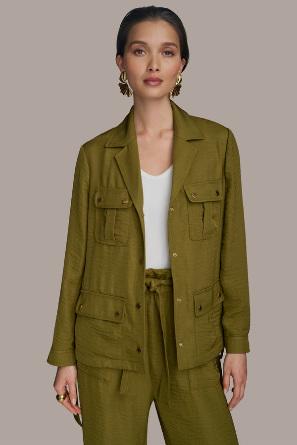 Donna Karan BELTED UTILITY JACKET Smokey Olive