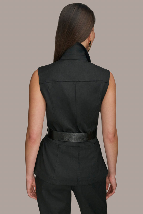 Donna Karan BELTED UTILITY VEST Black