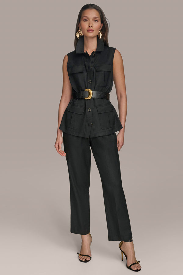 Donna Karan BELTED UTILITY VEST Black
