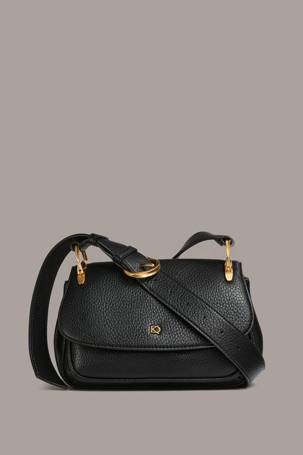 donna karan BOUCLÉ CROSSBODY BAG Black / Gold