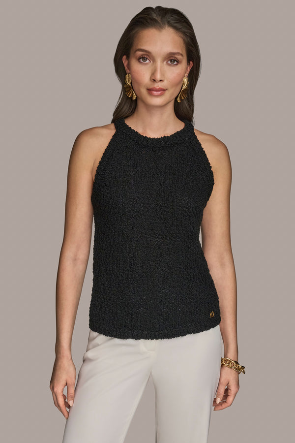 donna karan BOUCLÉ TOP Black