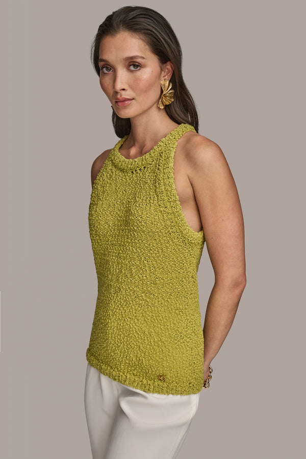 Donna Karan BOUCLÉ TOP Scuffed Citron