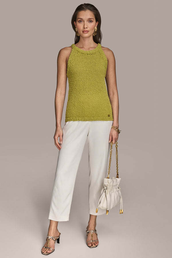 Donna Karan BOUCLÉ TOP Scuffed Citron