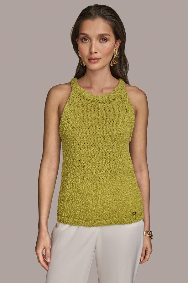 donna karan BOUCLÉ TOP Scuffed Citron