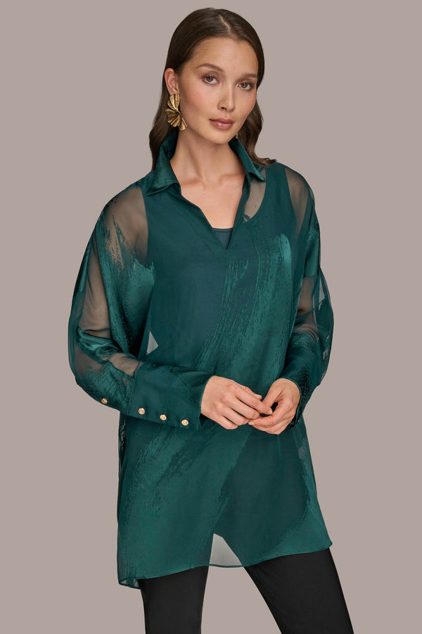 Donna Karan BRUSHSTROKE BURNOUT TUNIC HUDSON