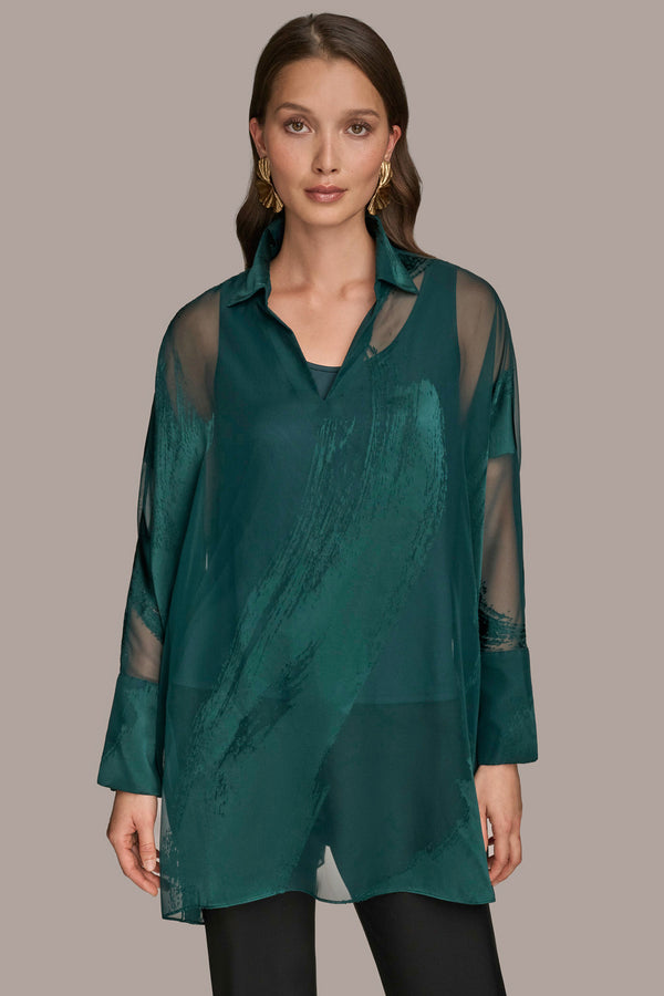 donna karan BRUSHSTROKE BURNOUT TUNIC HUDSON
