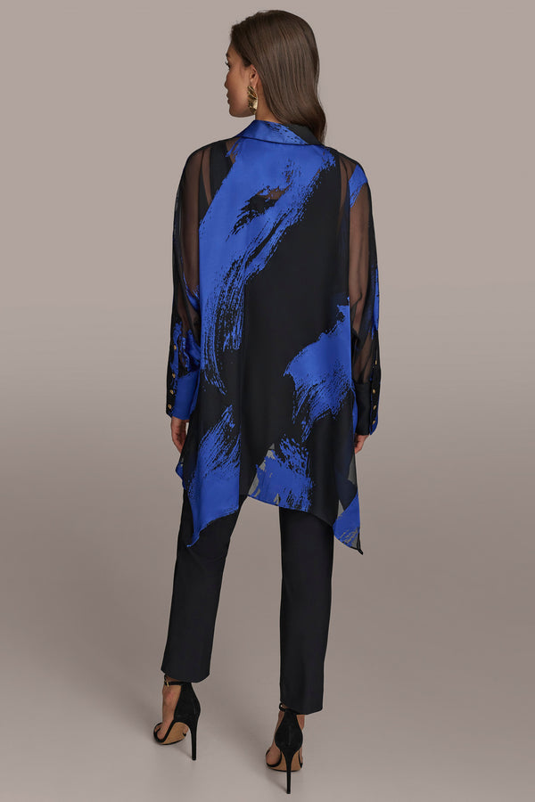 Donna Karan BRUSHSTROKE TUNIC BLACK/MARBELLA