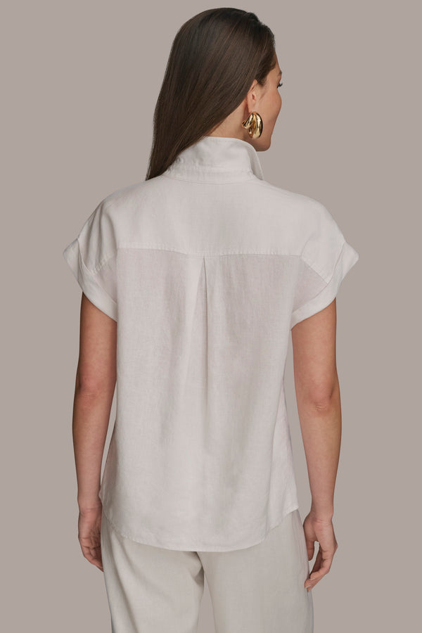 Donna Karan BUTTON DETAILED POPOVER TOP Cream