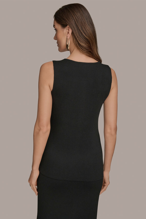 Donna Karan BUTTON-FRONT VEST Black