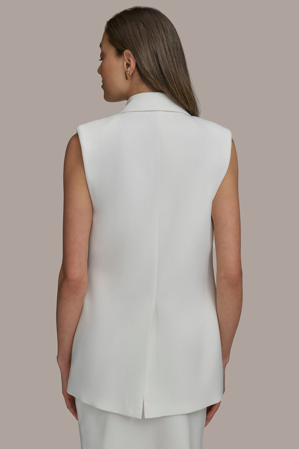 Donna Karan BUTTON VEST WITH POCKET DETAIL CREAM