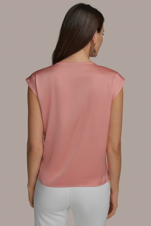 Donna Karan CAP SLEEVE WITH CIRCLE APRICOT