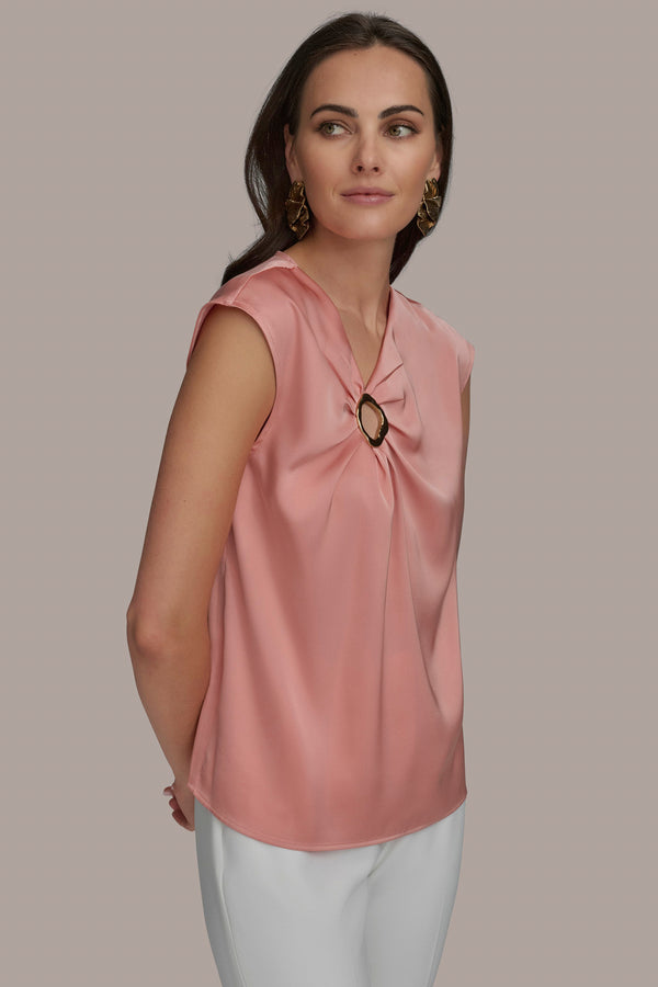 Donna Karan CAP SLEEVE WITH CIRCLE APRICOT