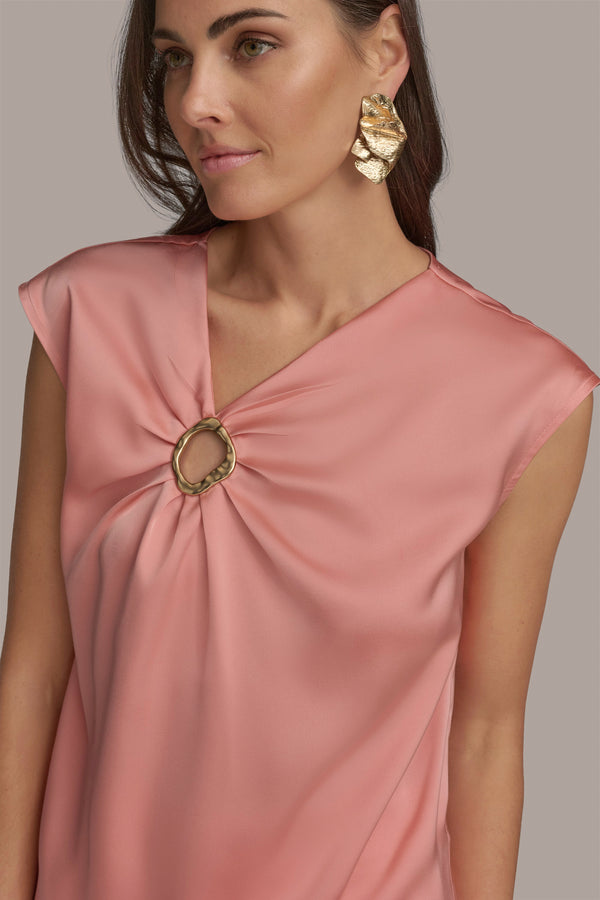 Donna Karan CAP SLEEVE WITH CIRCLE APRICOT