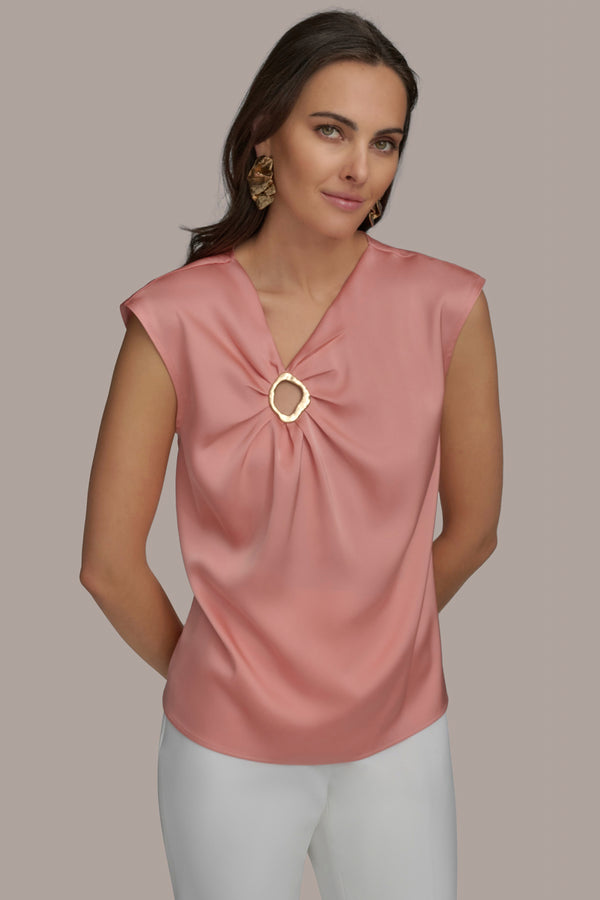 donna karan CAP SLEEVE WITH CIRCLE APRICOT