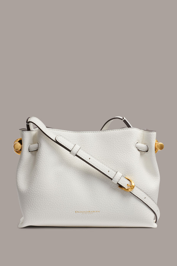 donna karan CASHMERE CROSSBODY BAG BRILLANT WHITE